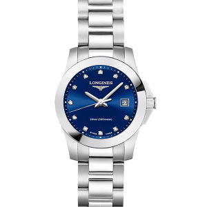 montre Longines Conquest pour femme bleu 30 mm