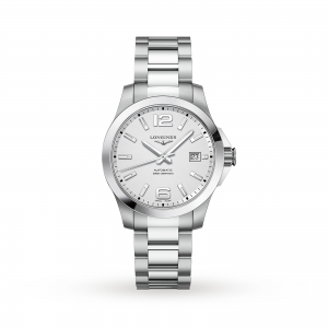 montre Longines Conquest pour homme, blanc, 41 mm