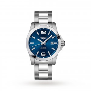 Longines Conquest montre homme bleu 41 mm