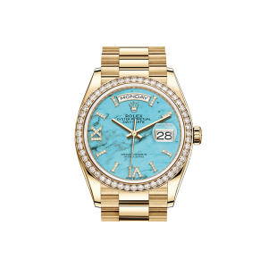 Rolex Day-Date Oyster 36 mm or jaune et diamants 128348rbr-0037